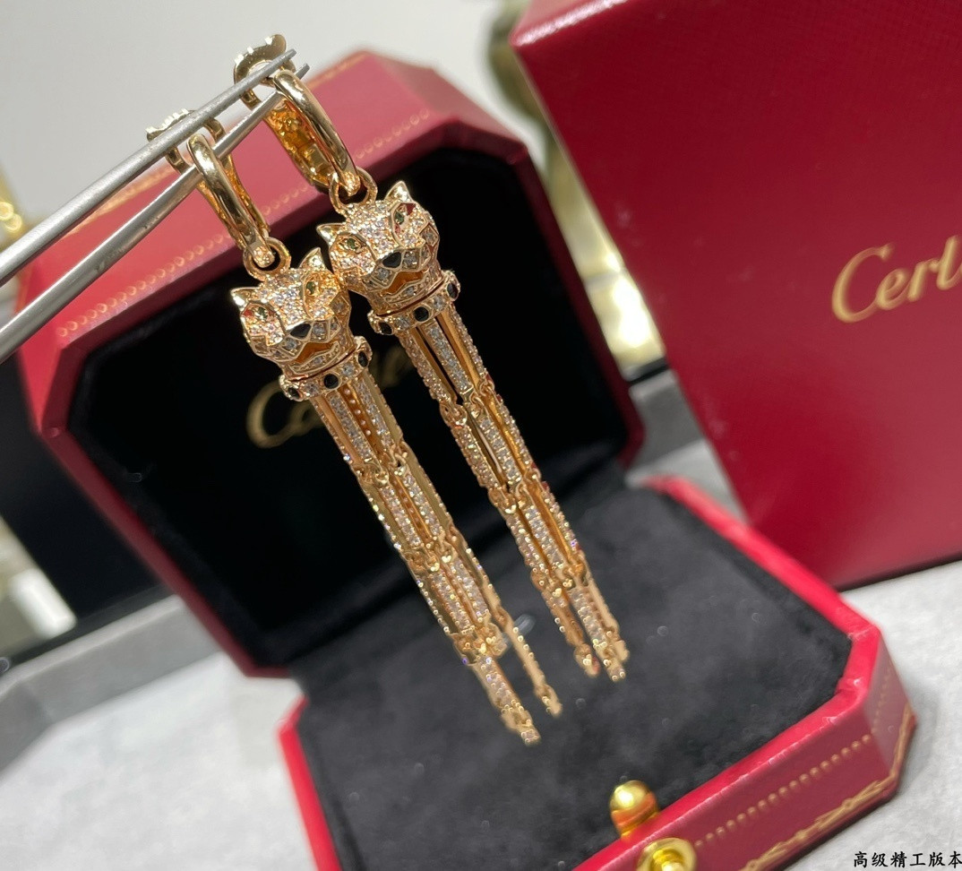 Ca*t*er spotted leopard tassel earrings