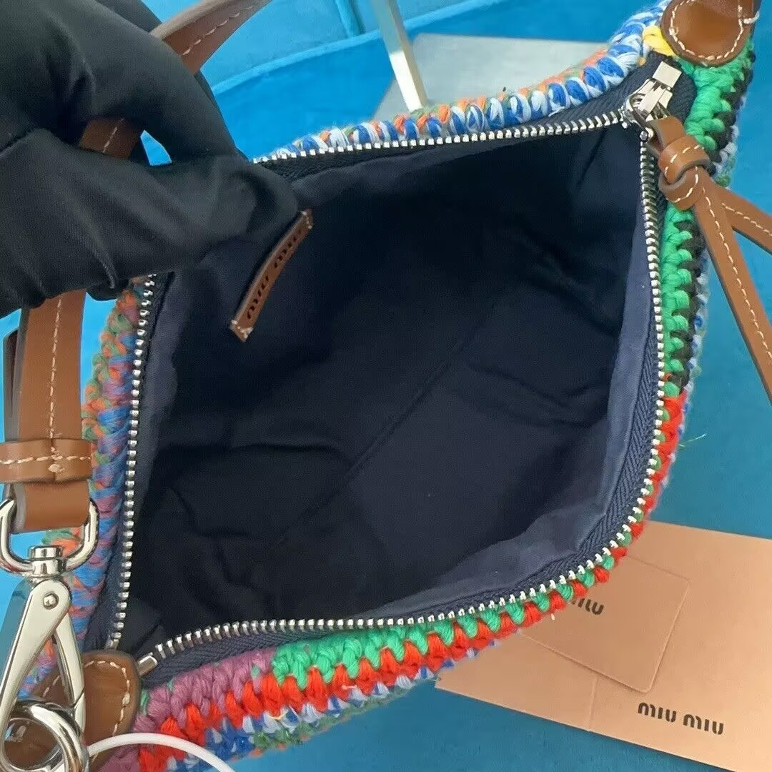 Miu Miu Multicolored Crochet Pouch 19x14x10cm
