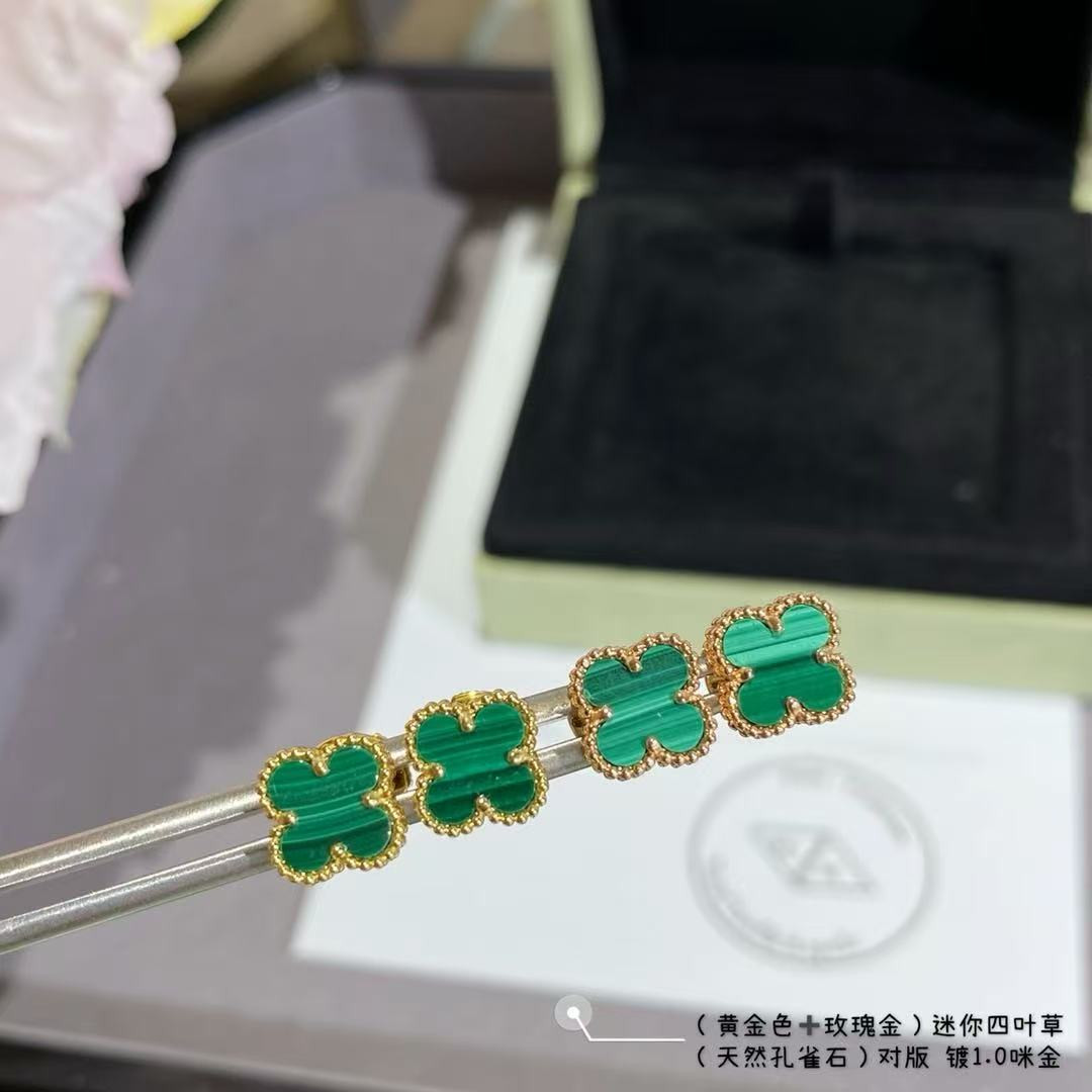 v*n cl*f & arpels preM1vm fritillaria four-leaf clover earrings 1cm