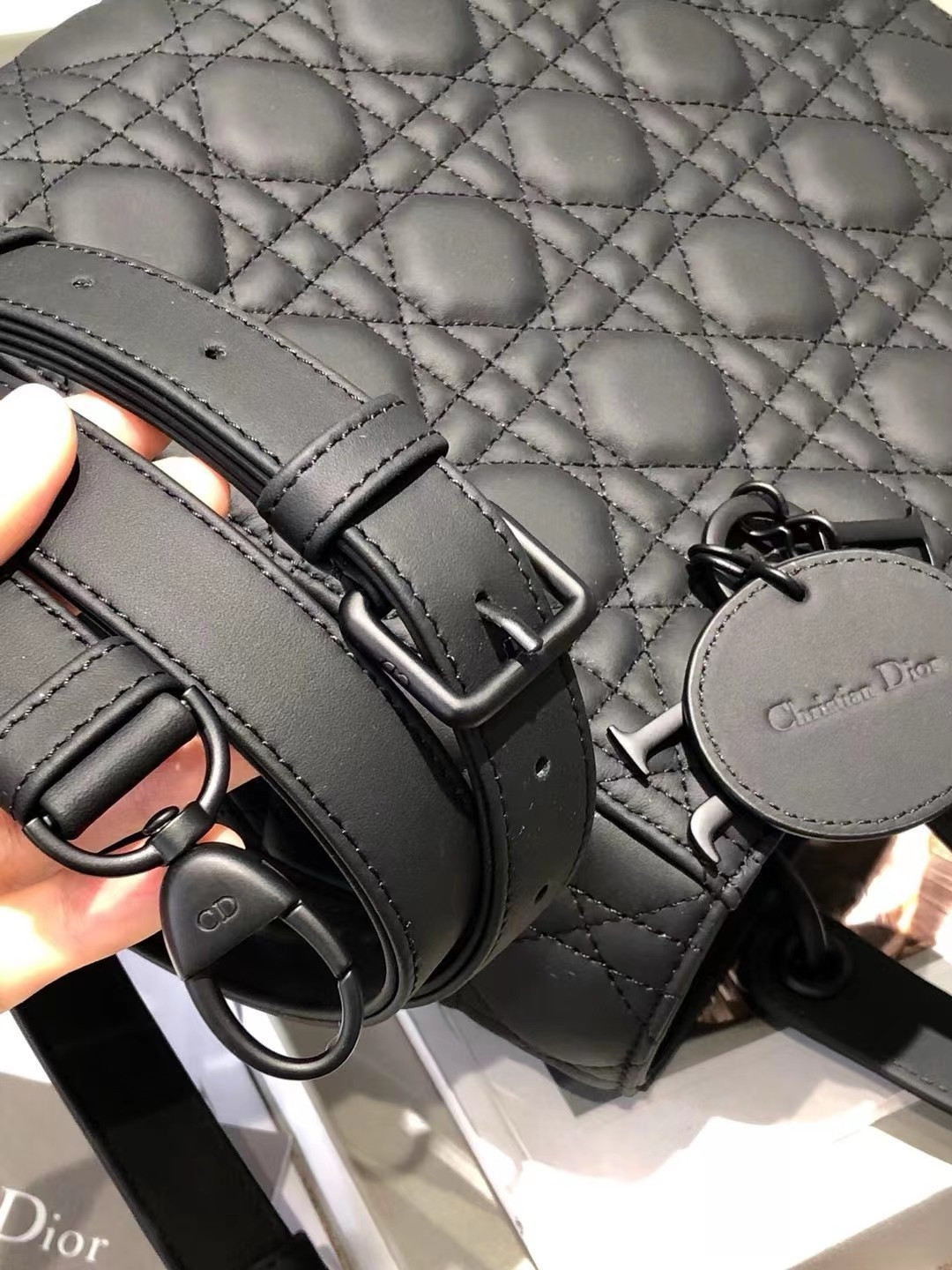 medium lady D*or bag 9.5 x 8 x 4.5 inches