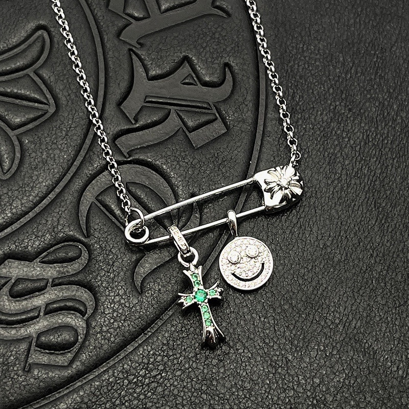 ch**me he**ts smiley F**e small cross necklace (chain length 45+5cm)