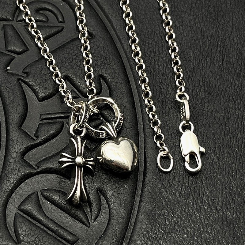 Ch**me He**ts heart and cross double pendant necklace