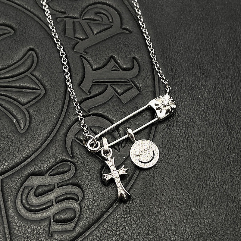 ch**me he**ts smiley F**e small cross necklace (chain length 45+5cm)
