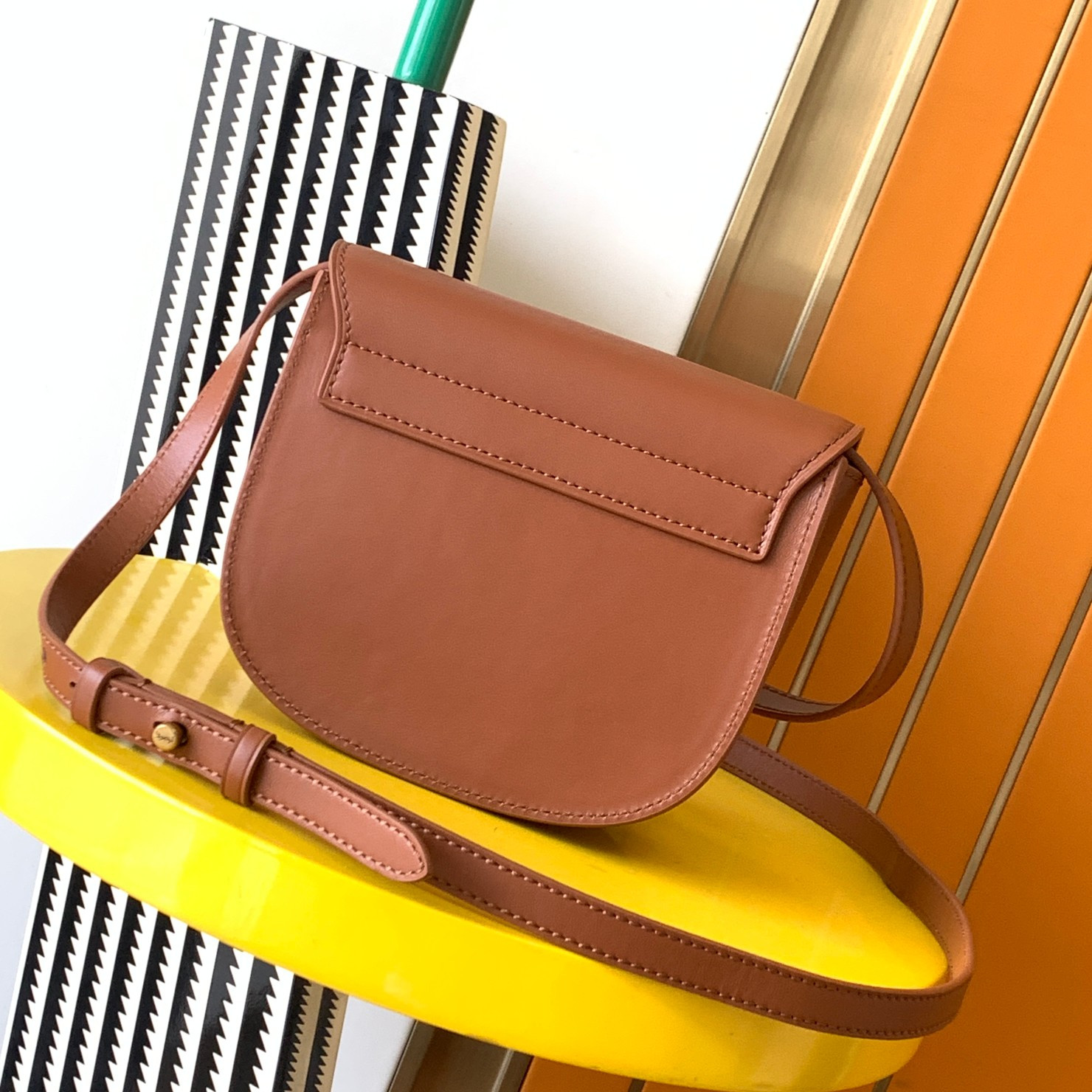 Y*L kaia small satchel in smooth leather 7.2 x 6.1 x 2.1 inches