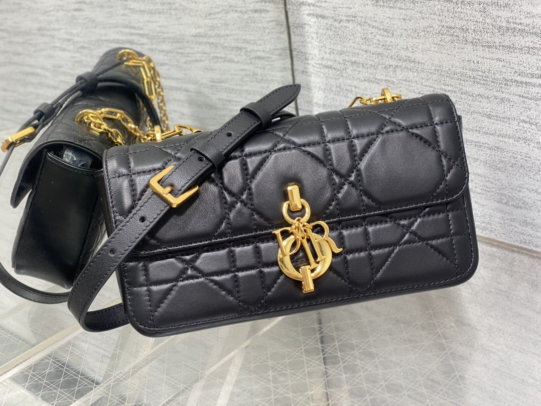 D*or mini D*or ange bag black macrocannage calfskin 20 x 12 x 5 cm